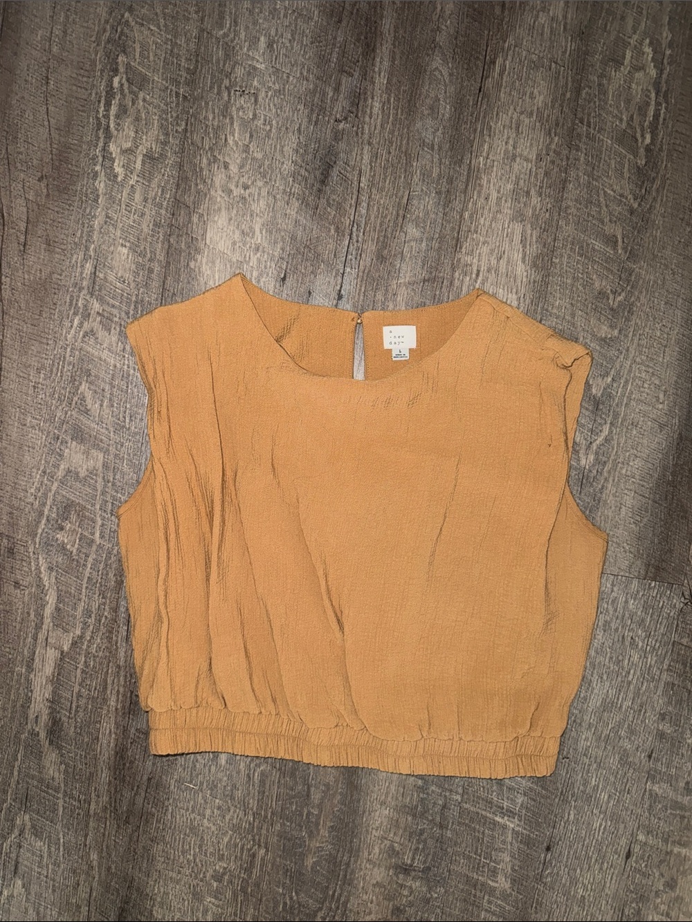 a new day mustard textured sleeveless crop top